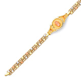 Mexican Ladies Guadalupe Bracelet In 14K Tri-Color Gold