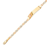 6" inch Fancy Kids Heart Border ID Bracelet In 14K Tri-Color Gold