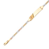 6" inch Figaro Kids Cross Border ID Bracelet In 14K Tri-Color Gold