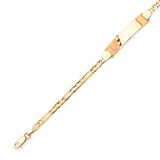 6" inch Figaro Kids Border ID Bracelet In 14K Two-Tone Gold