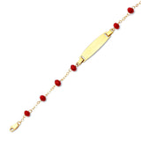 Beaded Kids Charm ID Bracelet In 14K Gold