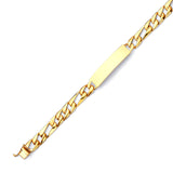 Figaro Mens ID Bracelet In 14K Gold