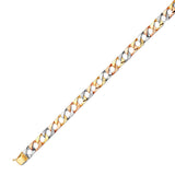 Cuban Mens Link Bracelet In 14K Tri-Color Gold