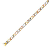 Figaro Mens Link Bracelet In 14K Tri-Color Gold