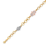 White CZ Ladies Charm Bracelet In 14K Tri-Color Gold