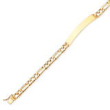 Figaro Unisex ID Bracelet In 14K Gold