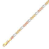 Figarucci Unisex Link Bracelet In 14K Tri-Color Gold