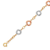 Ladies Charm Bracelet In 14K Tri-Color Gold