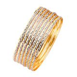 Solid Ladies 7-Day Bangle in 14K Tri-Color Gold