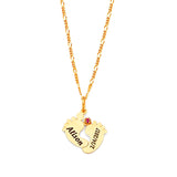 17'' Red CZ Feet Personalized Charm Necklace in 14K Gold