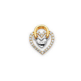 White CZ Heart Ladies Pendant in 14K Two-Tone Gold