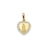 White CZ Heart Ladies Pendant in 14K Gold