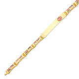 Fancy Ladies Border ID Bracelet In 14K Tri-Color Gold