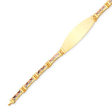 Fancy Ladies ID Bracelet In 14K Tri-Color Gold