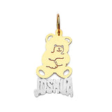 Bear Personalized Kids Pendant in 14K Two-Tone Gold