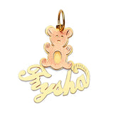 Bear Personalized Kids Pendant in 14K Two-Tone Gold