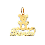 Bear Personalized Kids Pendant in 14K Gold