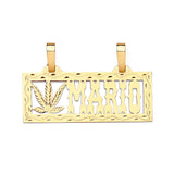 Marijuana Personalized Mens Pendant in 14K Gold