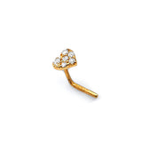 White CZ Heart Nose Ring in 14K Gold