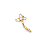 White CZ Butterfly Nose Ring in 14K Gold