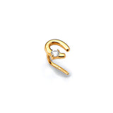 White CZ Horseshoe Nose Ring in 14K Gold