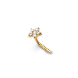 White CZ Star Nose Ring in 14K Gold