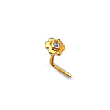 White CZ Flower Nose Ring in 14K Gold