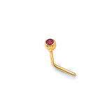 Red CZ Nose Ring in 14K Gold