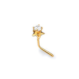 White CZ Star Nose Ring in 14K Gold