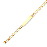 Figaro Mens ID Bracelet In 14K Gold