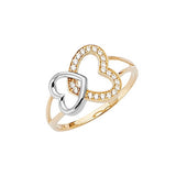 White CZ Heart Ladies Ring in 14K Two-Tone Gold