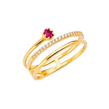 Red & White CZ Fancy Ladies Ring in 14K Gold