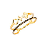 Black & White CZ Fancy Ladies Ring in 14K Gold