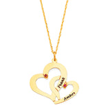 17'' Red CZ Heart Personalized Charm Necklace in 14K Gold