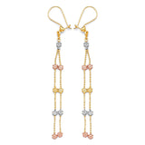 Flower Tassel Earrings in 14K Tri-Color Gold