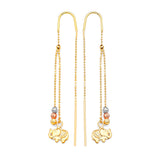 Elephant Tassel Earrings in 14K Tri-Color Gold