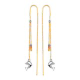 Dolphin Tassel Earrings in 14K Tri-Color Gold