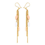 Leaf Tassel Earrings in 14K Tri-Color Gold