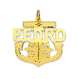 Anchor Personalized Mens Pendant in 14K Gold