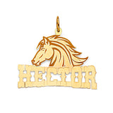 Horse Personalized Mens Pendant in 14K Gold