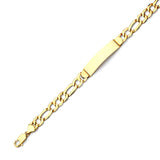 Figaro Mens ID Bracelet In 14K Gold