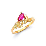 Red CZ Ladies Ring in 14K Gold