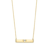 Adjustable 17"-18" White CZ Heart Charm Necklace in 14K Gold