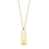 Adjustable 17"-18" White CZ Personalized Necklace in 14K Gold