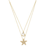 Adjustable 15"-16" White CZ Star Charm Necklace in 14K Gold