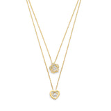 Adjustable 15"-16" White CZ Heart Necklace in 14K Gold