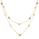 Adjustable 17"-18" Red CZ Heart Necklace in 14K Gold