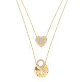 Adjustable 17"-18" White CZ Heart Necklace in 14K Gold