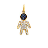 Blue & White CZ Boys Pendant in 14K Gold