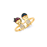 White, Pink & Blue CZ Kids Ring in 14K Gold